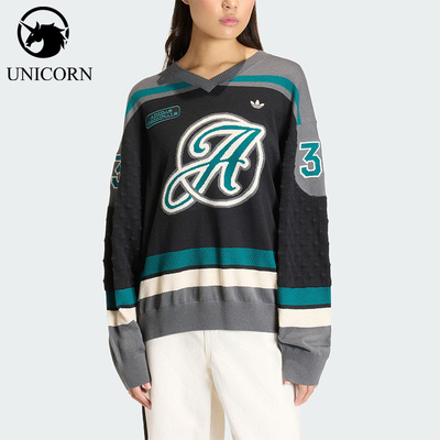 Adidas/阿迪达斯正品三叶草女士运动V领针织休闲日常套头衫KS6459