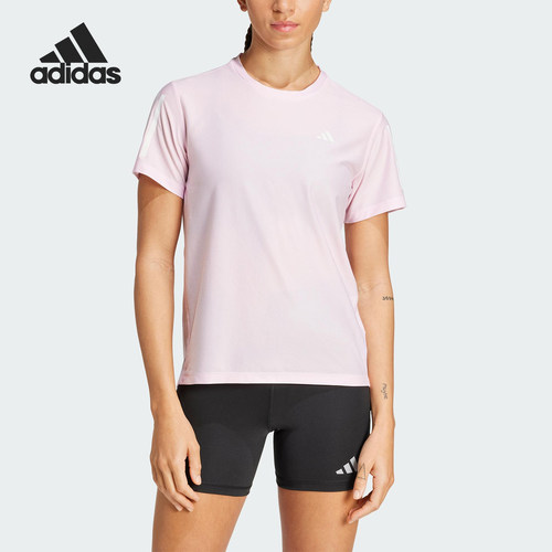Adidas/阿迪达斯官方正品2025女士运动圆领简约亲肤短袖T恤JD6433