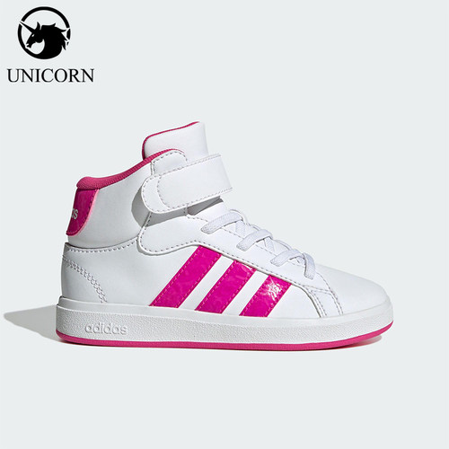 Adidas/阿迪达斯正品GRAND COURT儿童运动高帮魔术贴板鞋JR0806