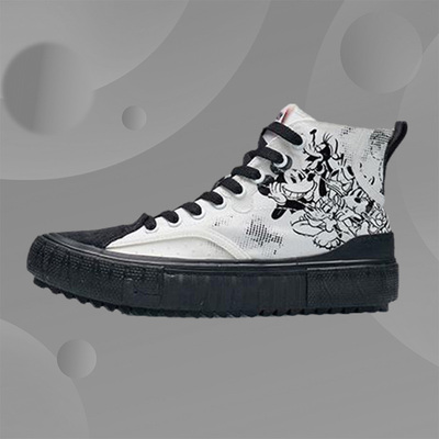 李宁女鞋秋款唐老鸭漫画高帮休闲板鞋帆布鞋 AGCR180