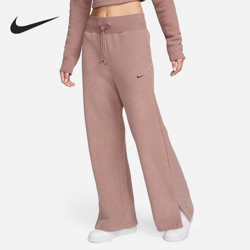 Nike/耐克正品2024新款女士高腰阔腿加绒宽松长裤FN3623-208