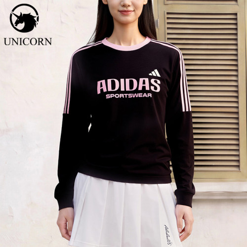 Adidas/阿迪达斯正品Sportswear男女款字母条纹长袖T恤LD8811