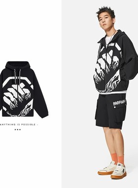 李宁正品新款男子反伍BADFIVE草木皆兵连帽时尚夹克外套AFDS569