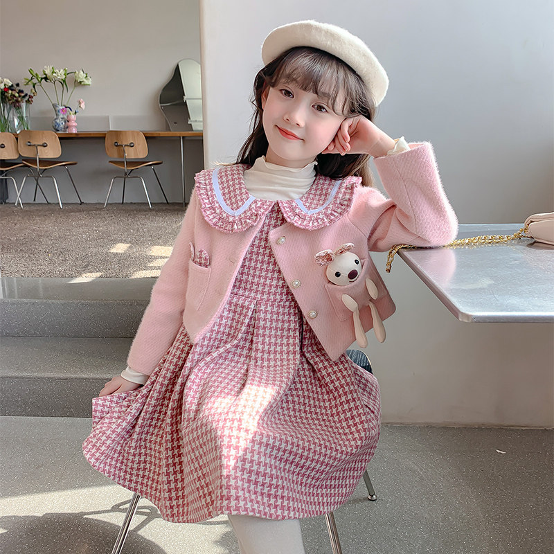 女童洋装秋冬款2023秋装新款儿童冬季公主裙小女孩洋派套装裙子