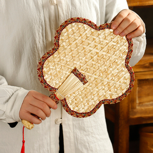 老式 手工编织手摇便携儿童小宝宝草编芭蕉扇团扇 大蒲扇麦秸扇夏季