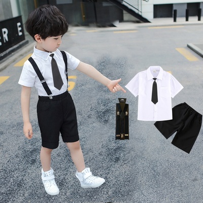 男童主持人小礼服夏季幼儿园儿童学院风夏款衬衣短袖夏装帅气西装