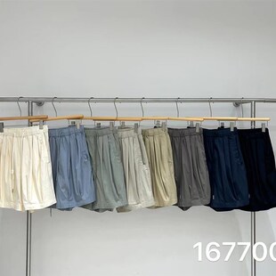 非本167700夏松紧抽绳高腰韩版宽松大码胖mm休闲工装褶皱五分短裤