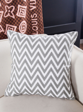 纯棉绣花抱枕套简约现代黄色灰色粉北欧毛巾绣客厅靠垫45x45pp棉