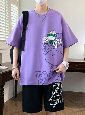 初中小学生短袖t恤12-15岁男孩帅气夏季半袖大童纯棉衣服运动套装