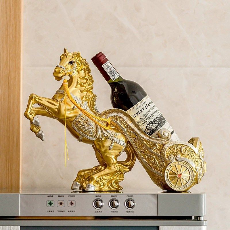 马到成功轻奢中式创意红酒葡萄酒架摆件乔迁新房家居酒柜摆设装饰
