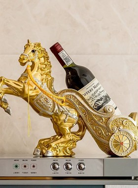 马到成功轻奢中式创意红酒葡萄酒架摆件乔迁新房家居酒柜摆设装饰