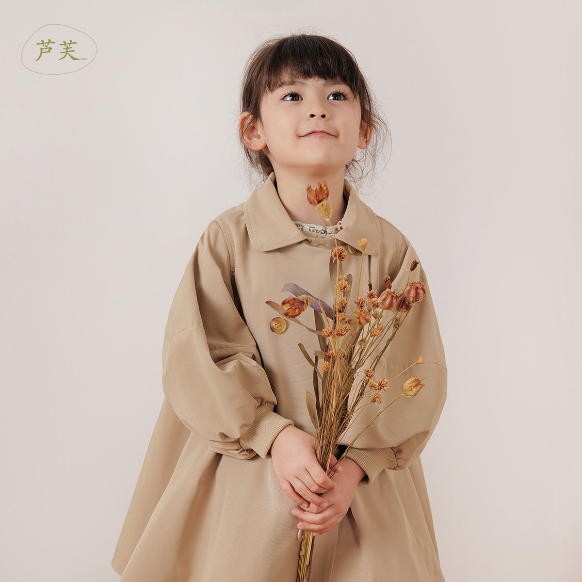 芦芙 2024年春款新款 女童风衣英伦风A版 儿童宽松外套231329图片