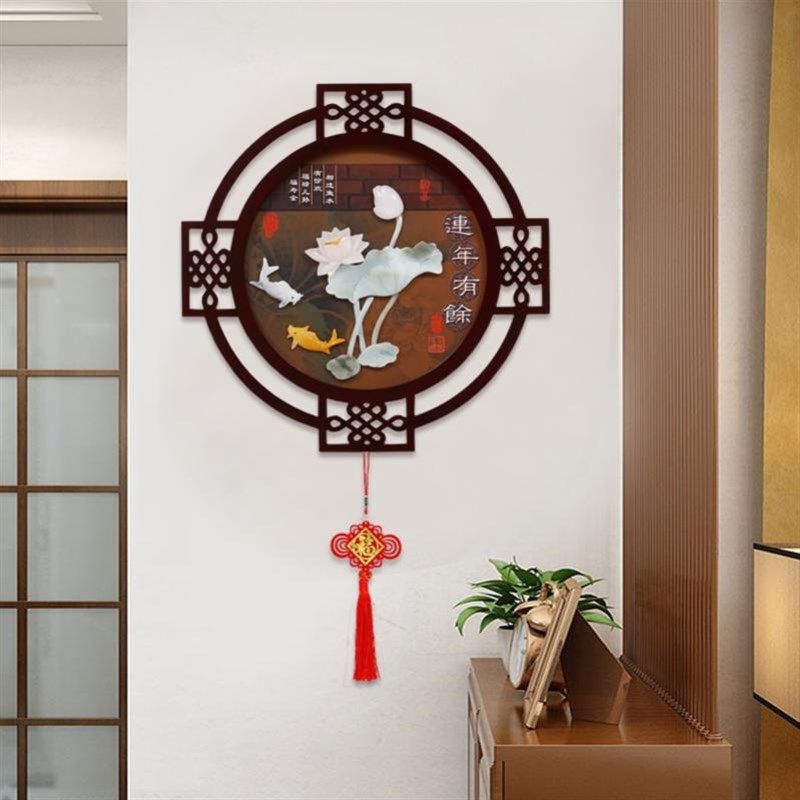 客厅装饰画新中式玄关墙壁挂画餐厅玉雕画沙发背景3d墙立体浮雕画 - 封面