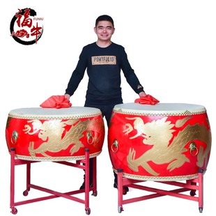 牛皮大鼓成人立式战鼓中国红鼓威风锣鼓儿童龙鼓高音演出堂鼓扁鼓