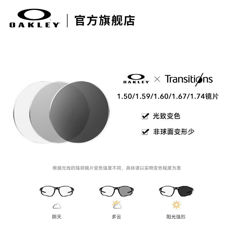 【镜片定制】Oakley欧克利Transitions Gen非球面镜近视变色镜片