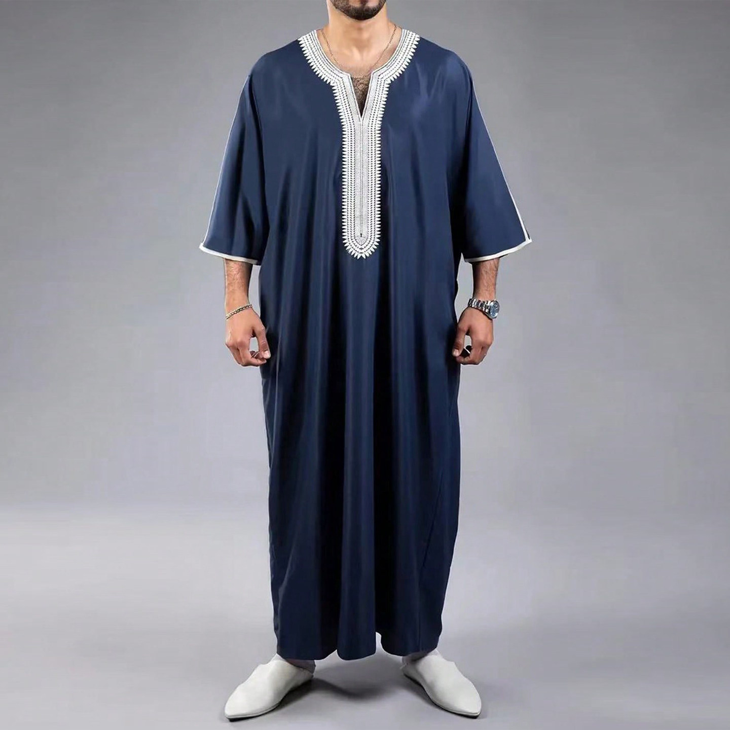 Arab Men Robe摩洛哥风格男士长袍宽松大码带口袋民族服饰男袍子