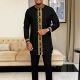 Men 2pcs Suits男士 African 民族风刺绣立领穆斯林两件套礼服套装
