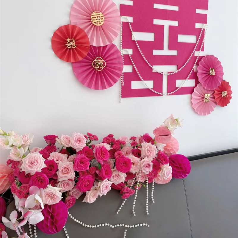 高级感仿真花法式婚礼布置餐桌花结婚房间床头花装饰假花艺摆件