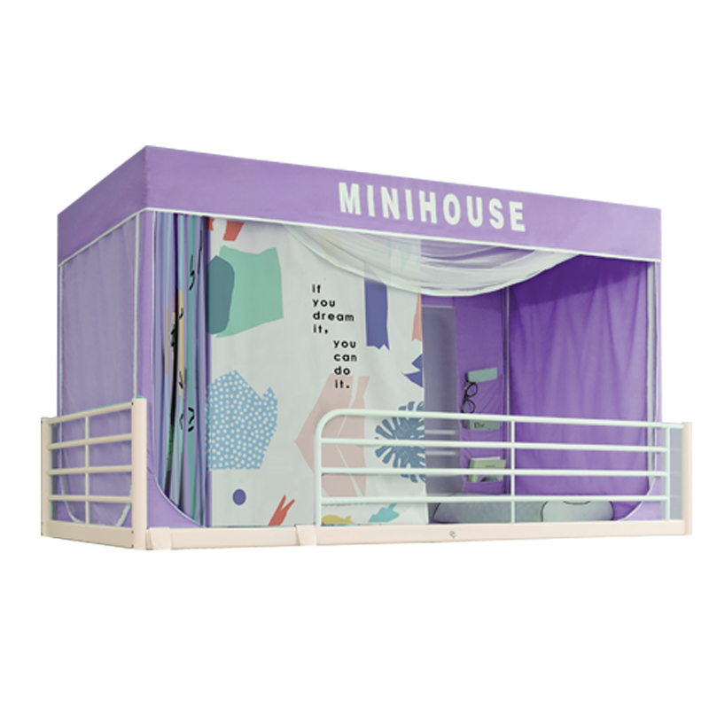 彩薇香大学生宿舍寝室上下卡通床帘蚊帐支架固定一体式遮光0.9m