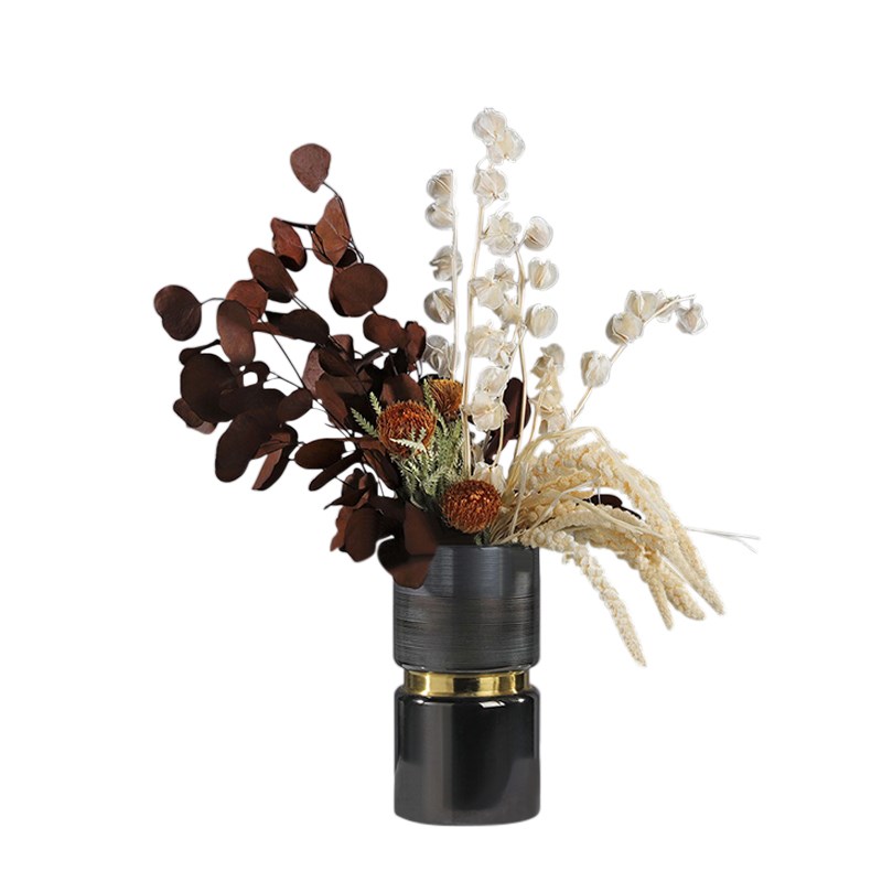 现代插花艺装玻璃花瓶摆件家居样板房软装饰品餐桌面陶瓷花器