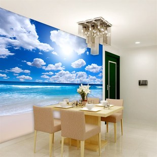 沙滩海洋海景自粘壁画纸墙宿舍客厅书房卧室背景墙定制