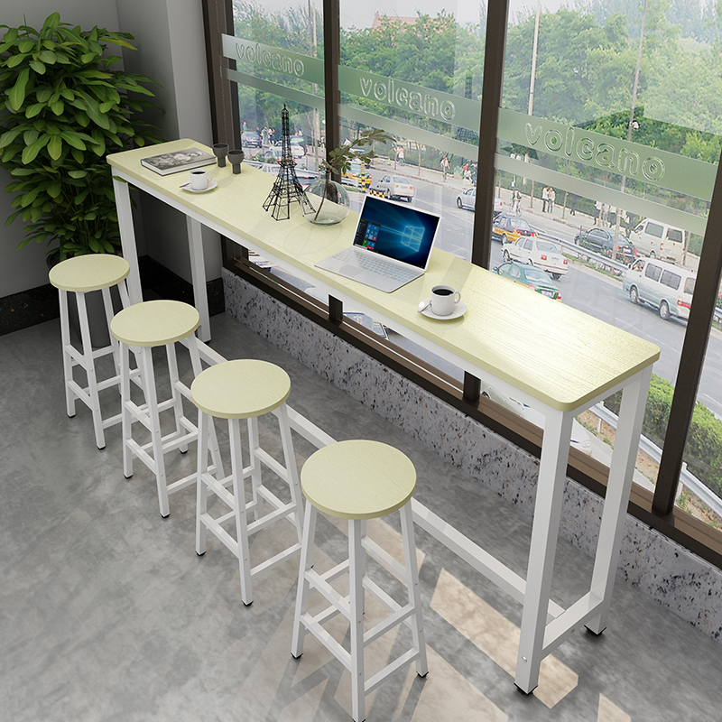 圆角吧台桌隔断家用靠墙奶茶店桌椅长条高脚桌商用酒吧台窄桌