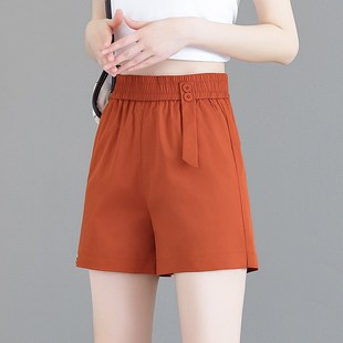 薄款 热裤 高腰冰丝小个子阔腿裤 松紧腰休闲外穿短裤 女2025新款 夏季