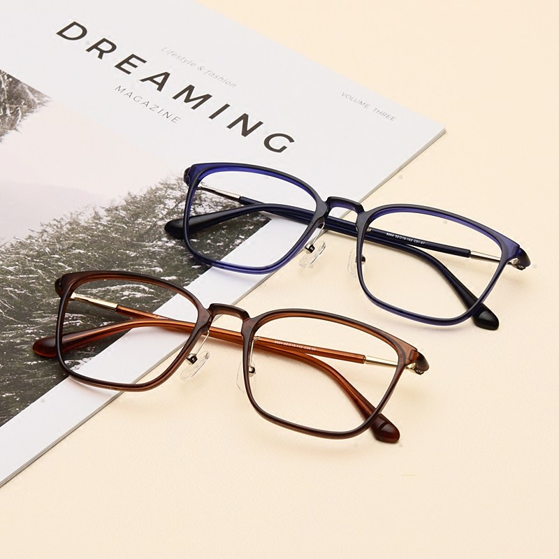 超轻钨钛塑钢眼镜框复古方框大脸矮鼻梁J防滑男女百搭潮配近视散