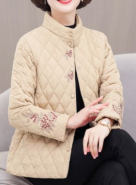 妈妈秋冬装轻薄小棉袄洋气中年妇女棉衣外套中老年人冬季棉服短款