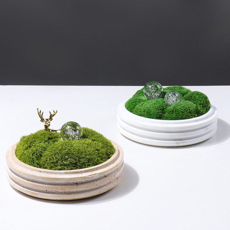 样板房售楼处酒店客厅电视柜茶几桌面软装饰品摆件创意大理石花盆