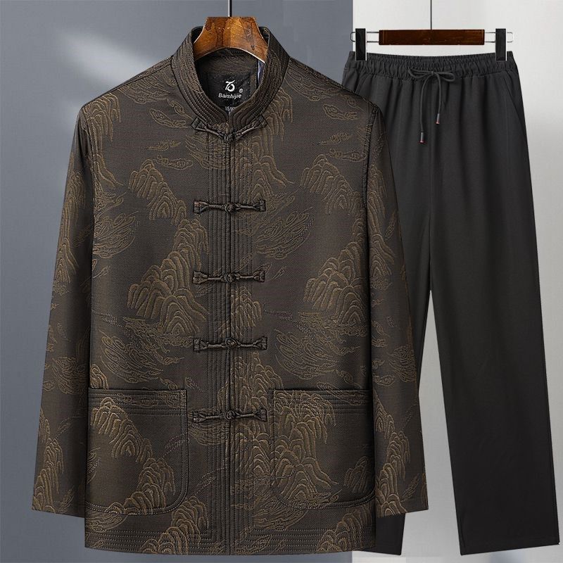 中老年唐装男春秋款爸爸装夹克中国风外套爷爷休闲套装老年人衣服,男装,唐装,淘宝优惠券,粉丝福利购,淘宝优惠卷