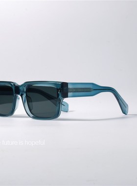 独特灰蓝色方形粗框太阳眼镜UV400抗UV复N古简约可配近视太阳眼镜