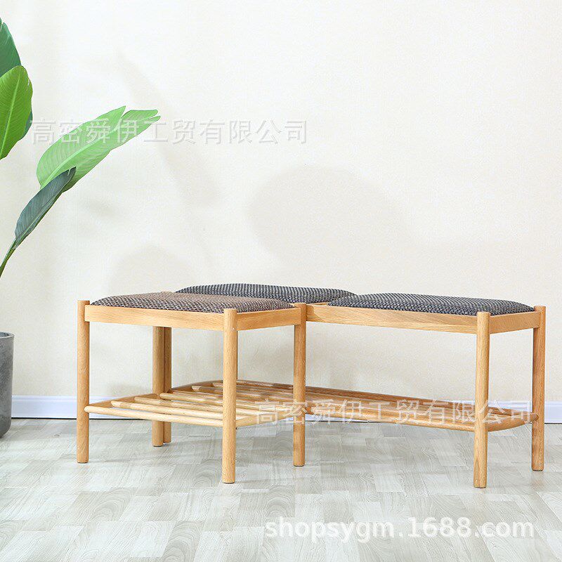 北欧全实木长条凳布艺绳编凳子单人双人床尾凳现代简约休闲换鞋