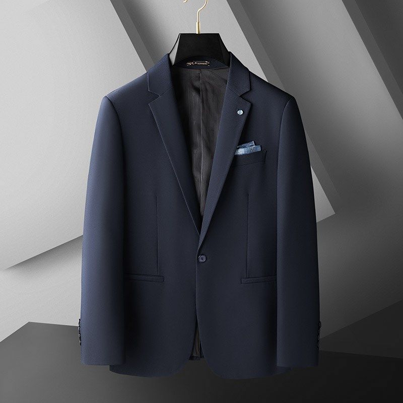 秋季大码男装西服男士休闲商务西装外套加肥加大长袖单扣便西胖佬