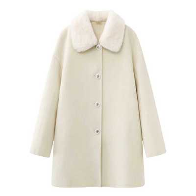 明星同款！富家千金小香风羊毛毛呢外套秋冬白色斗篷双面呢大衣女