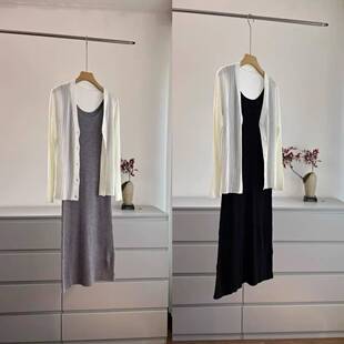 TH家90羊毛10羊绒背心针织连衣裙 百搭高弹直筒打底连衣裙