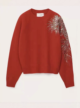 新年氛围红！柜3100+！璀璨烟火红色新年圣诞氛围感毛衣女针织衫