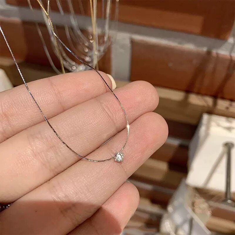 极细单钻锆石项链轻奢小众高级感钛钢锁骨链小众独特脖子颈链气质