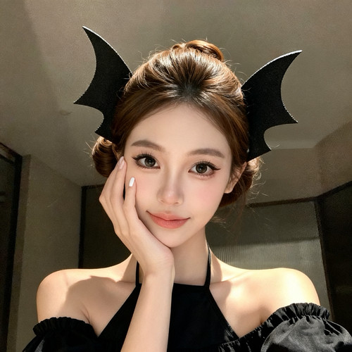 哥特小恶魔翅膀发夹万圣节亚文化少女发饰cos发卡Lolita边夹头饰