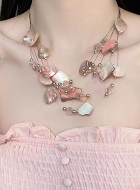 波西米亚度假风碎石水晶项链