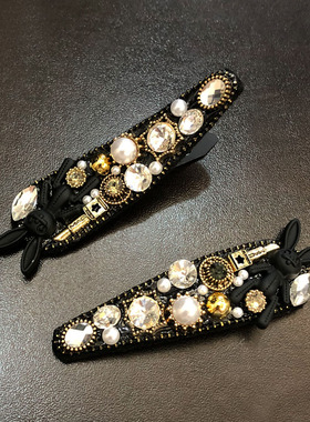 韩版轻奢高级感满钻重工兔子侧边夹发夹小众设计感刘海bb夹一字夹