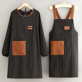 长袖 简约棉布罩衣女厨房家用20v24新款 围裙做饭防油耐脏透气工作