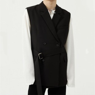 马甲潮男无袖 韩版 青春宽松帅气西装 四季 休闲上衣流行百搭马甲 新款