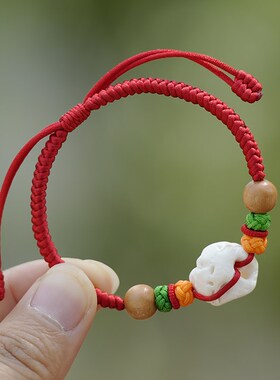 猪惊骨手链吓惊压防驱身护男女宝宝儿童随邪外出红绳桃木珠串