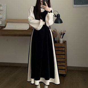 大码女装初春新款胖妹妹宽松显瘦小众设计感两件套花边拼接连衣裙