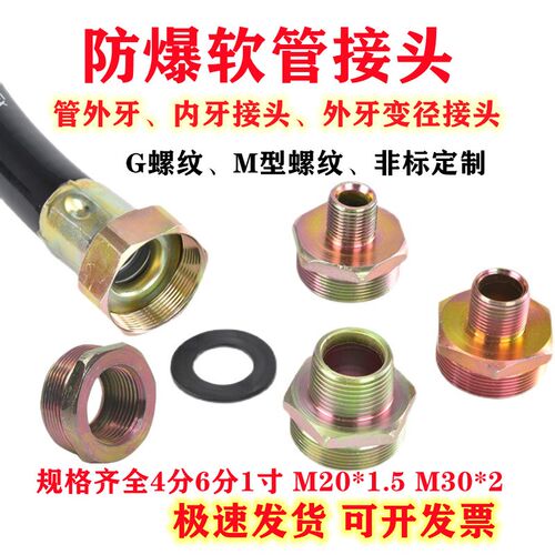 防爆挠性管接头外丝内丝变径外牙DN15管6分外牙DN20变M20*1.5接头