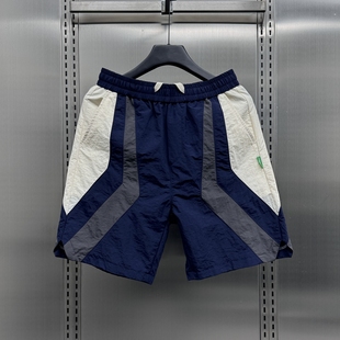 男士 短裤 夏季 速干休闲裤 潮牌2024新款 青年宽松直筒五分裤 拼色工装