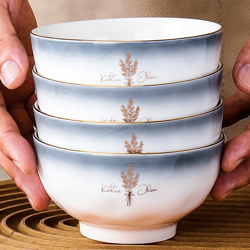 陶瓷碗家用2022新款简约现代轻奢金边餐具微波炉创意吃饭碗碟套装,餐饮具,酒店餐具,淘宝优惠券,粉丝福利购,淘宝优惠卷