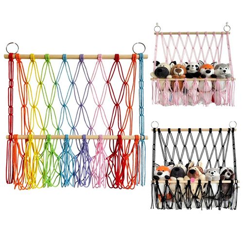 娃娃收纳网兜儿童房毛绒玩具公仔收纳吊床挂网壁饰置物袋墙壁床头