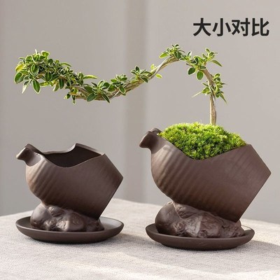 中古风花盆盘景花盆好看s透气性好的花盆创意中国风盆景花盆造景